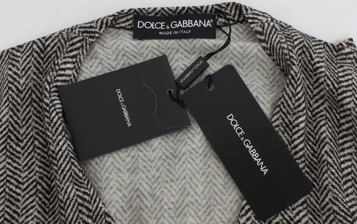 Dolce & Gabbana Women's Elegant Black and White Wool Cardigan