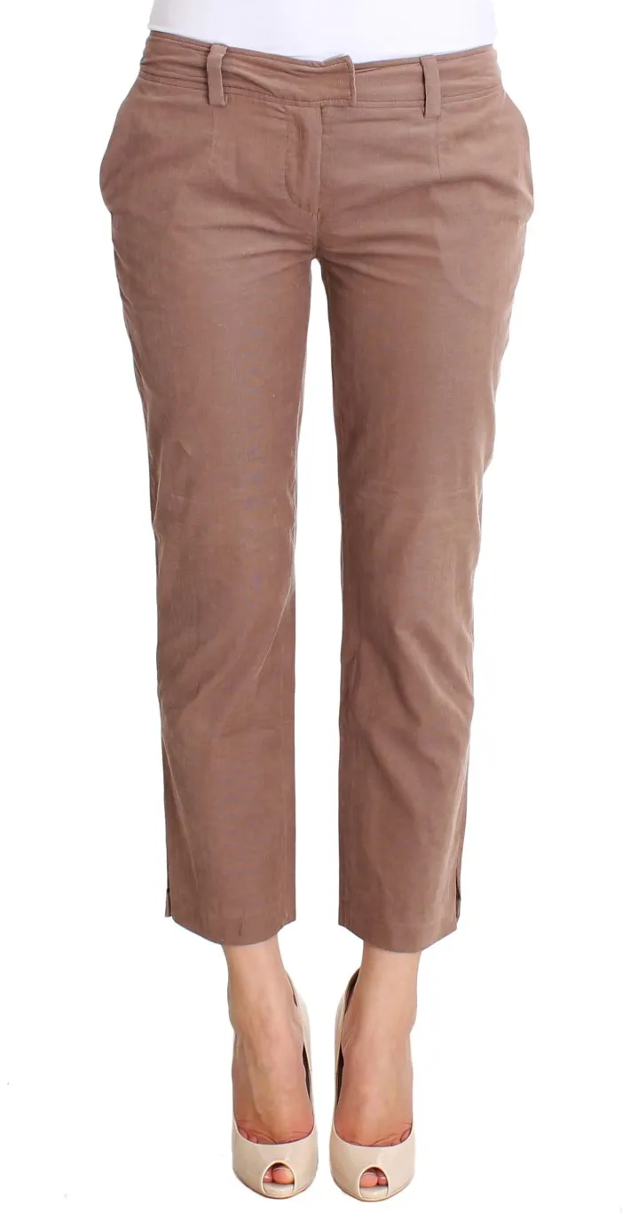 Costume National Women's Chic Brown Cropped Corduroy Pants