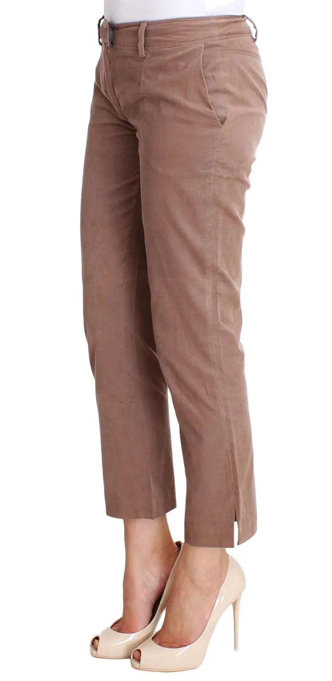 Costume National Women's Chic Brown Cropped Corduroy Pants