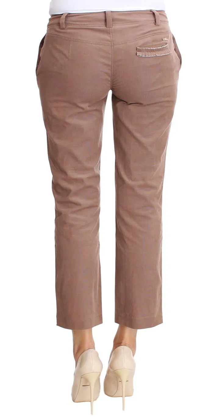Costume National Women's Chic Brown Cropped Corduroy Pants