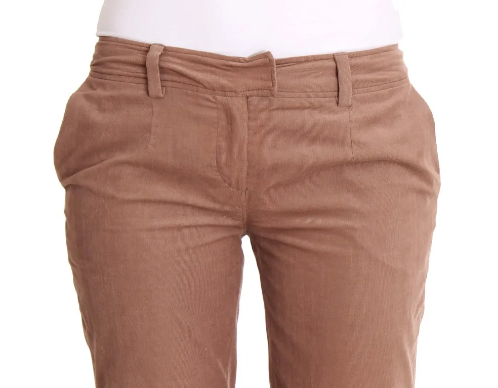Costume National Women's Chic Brown Cropped Corduroy Pants