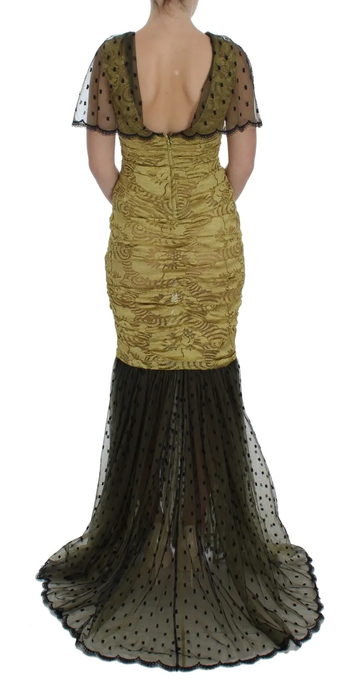 Dolce & Gabbana Women's Yellow Floral Lace Sheath Dress