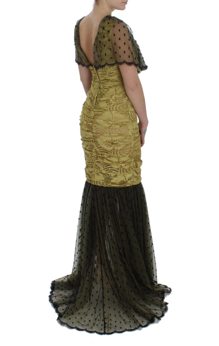 Dolce & Gabbana Women's Yellow Floral Lace Sheath Dress