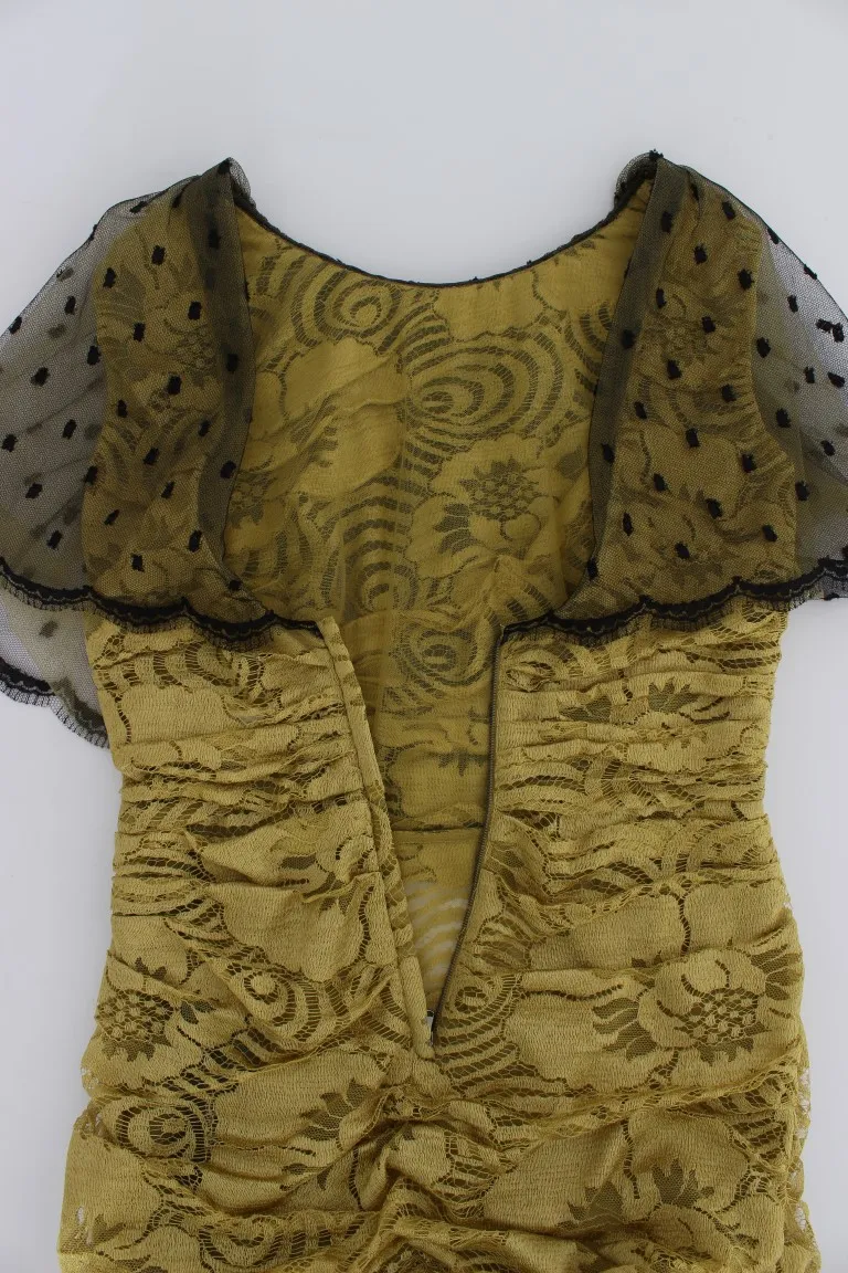 Dolce & Gabbana Women's Yellow Floral Lace Sheath Dress