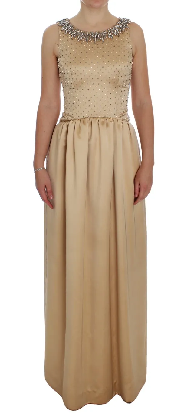 Dolce & Gabbana Women's Beige Crystal Embellished Full Length Dress