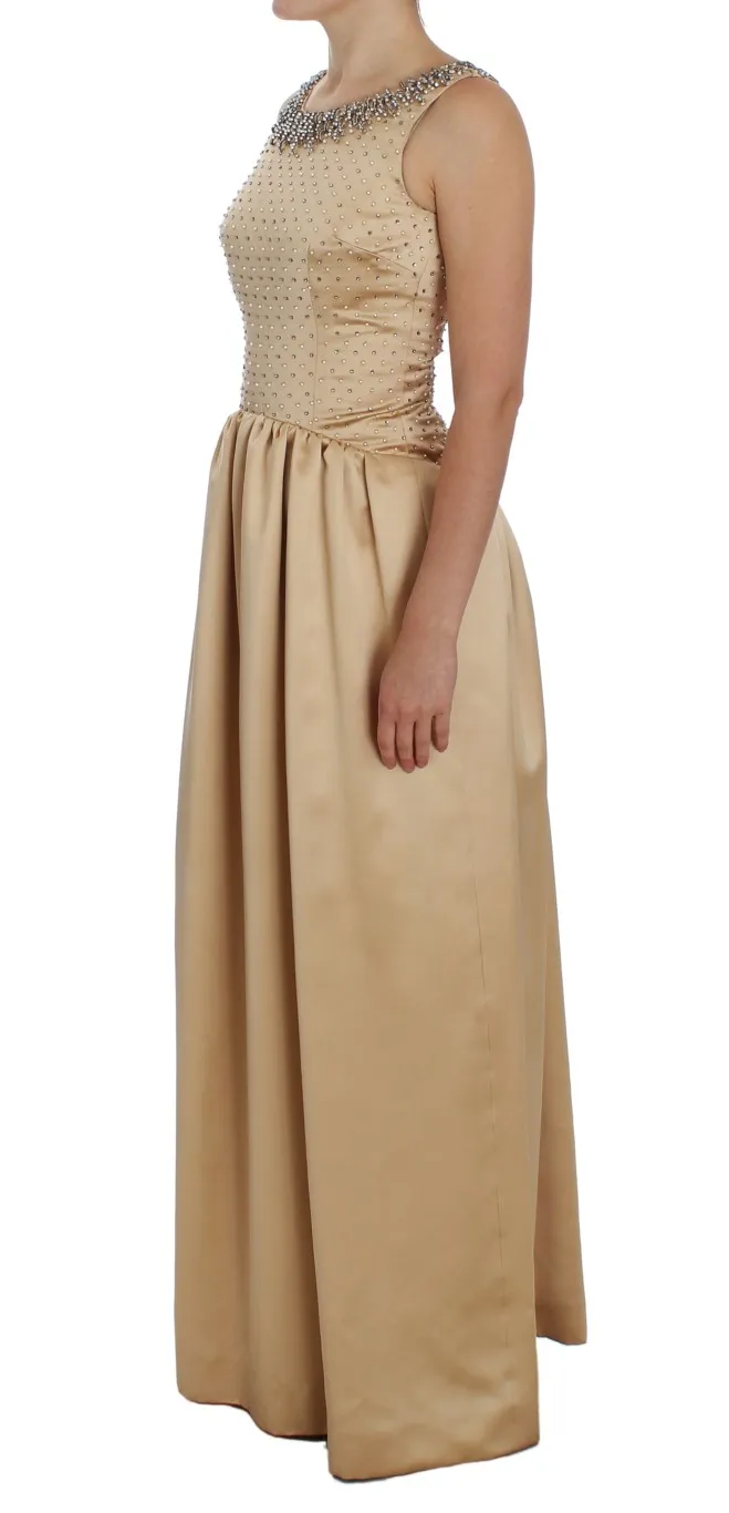 Dolce & Gabbana Women's Beige Crystal Embellished Full Length Dress