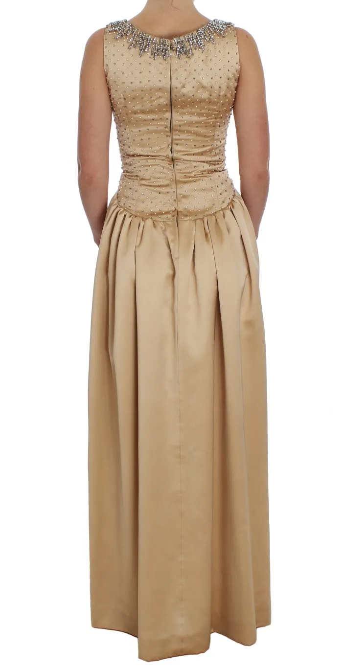 Dolce & Gabbana Women's Beige Crystal Embellished Full Length Dress