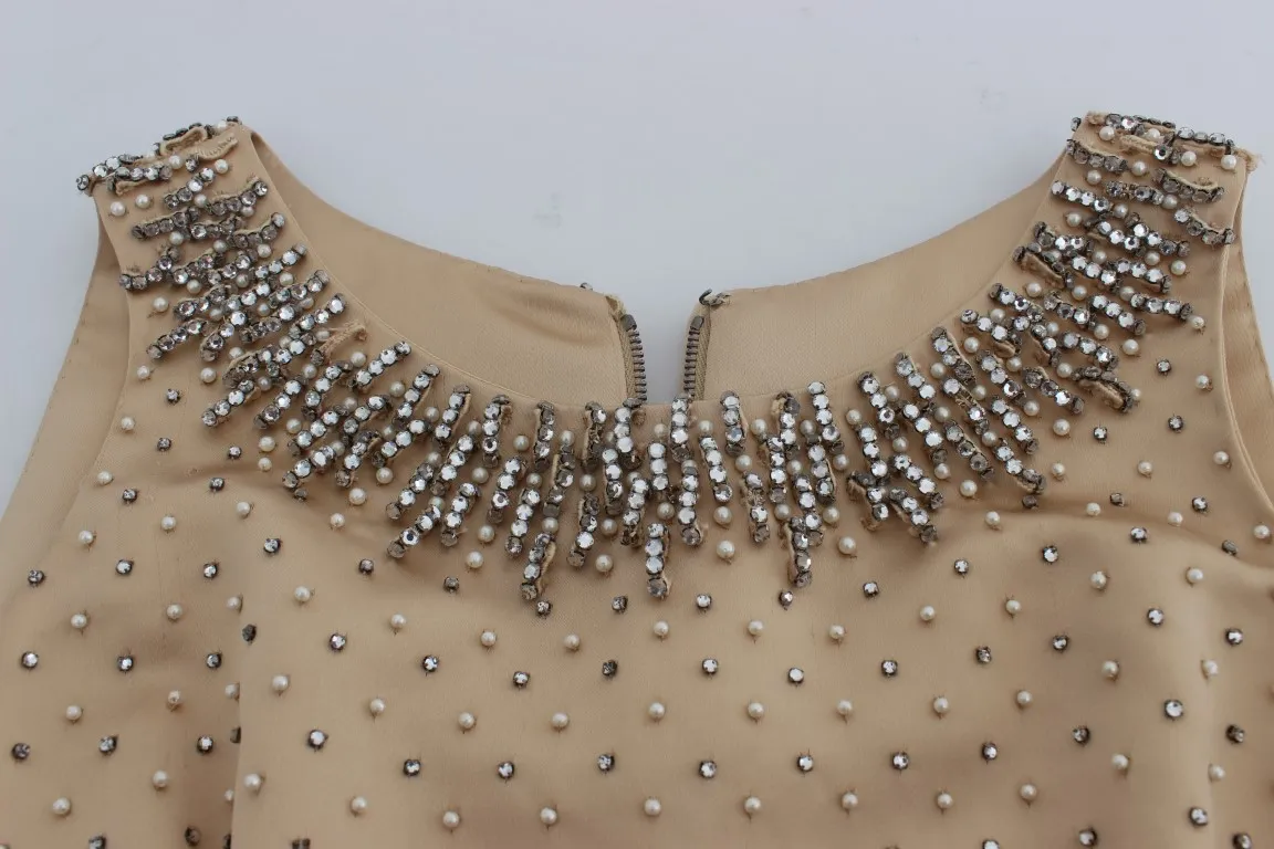 Dolce & Gabbana Women's Beige Crystal Embellished Full Length Dress