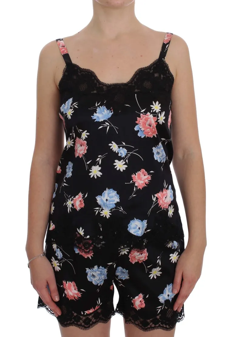 Dolce & Gabbana Women's Elegant Black Silk Floral Lace Babydoll