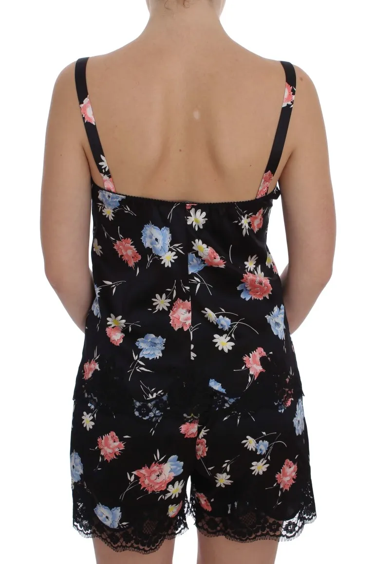 Dolce & Gabbana Women's Elegant Black Silk Floral Lace Babydoll