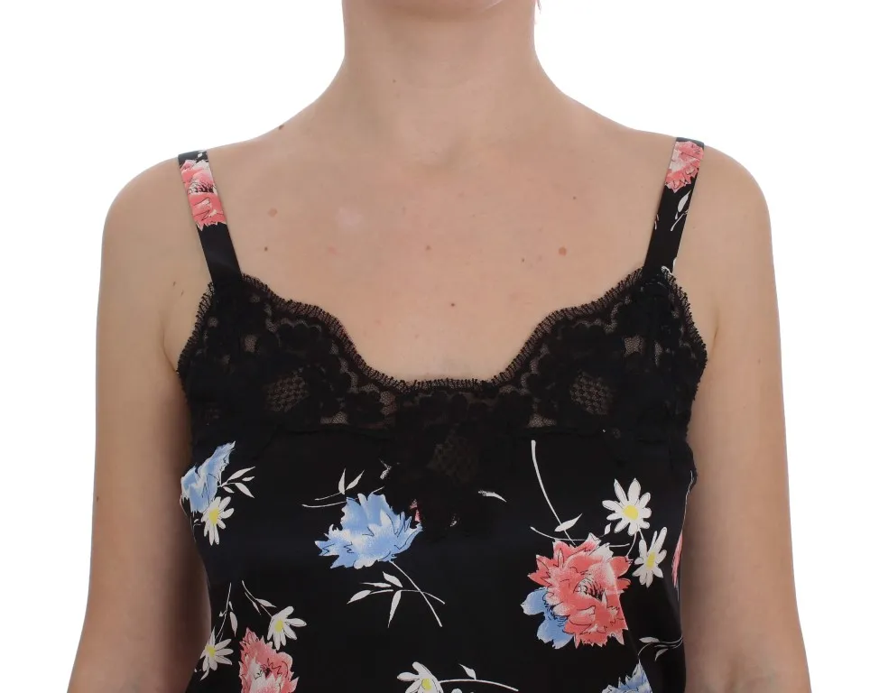 Dolce & Gabbana Women's Elegant Black Silk Floral Lace Babydoll