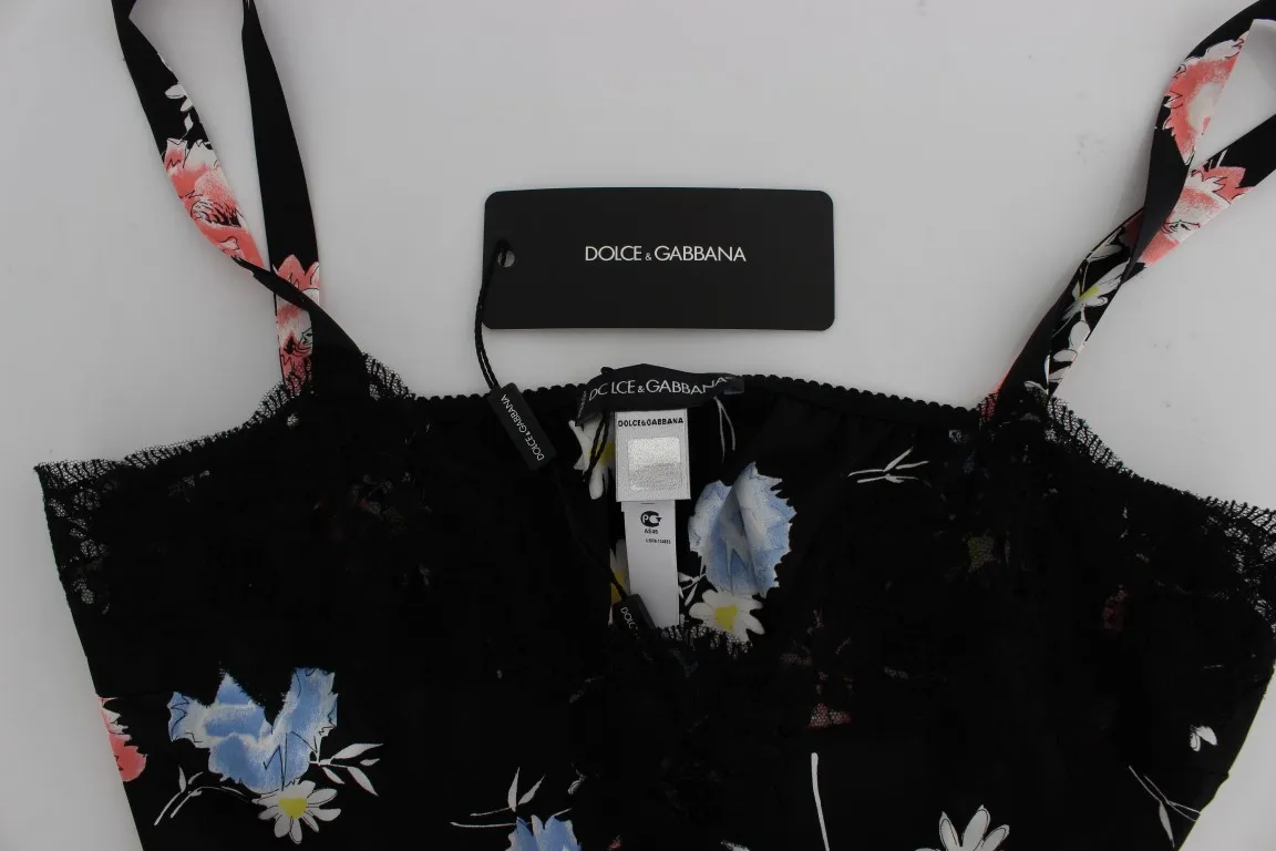 Dolce & Gabbana Women's Elegant Black Silk Floral Lace Babydoll
