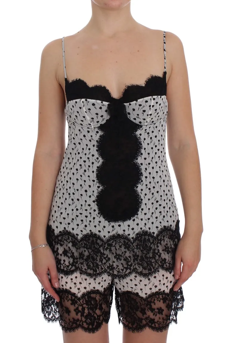 Dolce & Gabbana Women's Elegant Floral Lace Silk Chemise