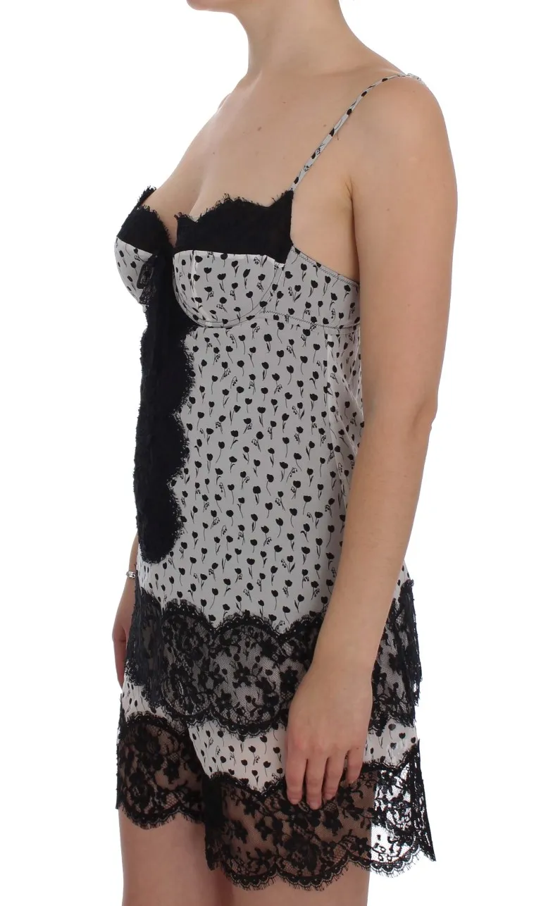Dolce & Gabbana Women's Elegant Floral Lace Silk Chemise