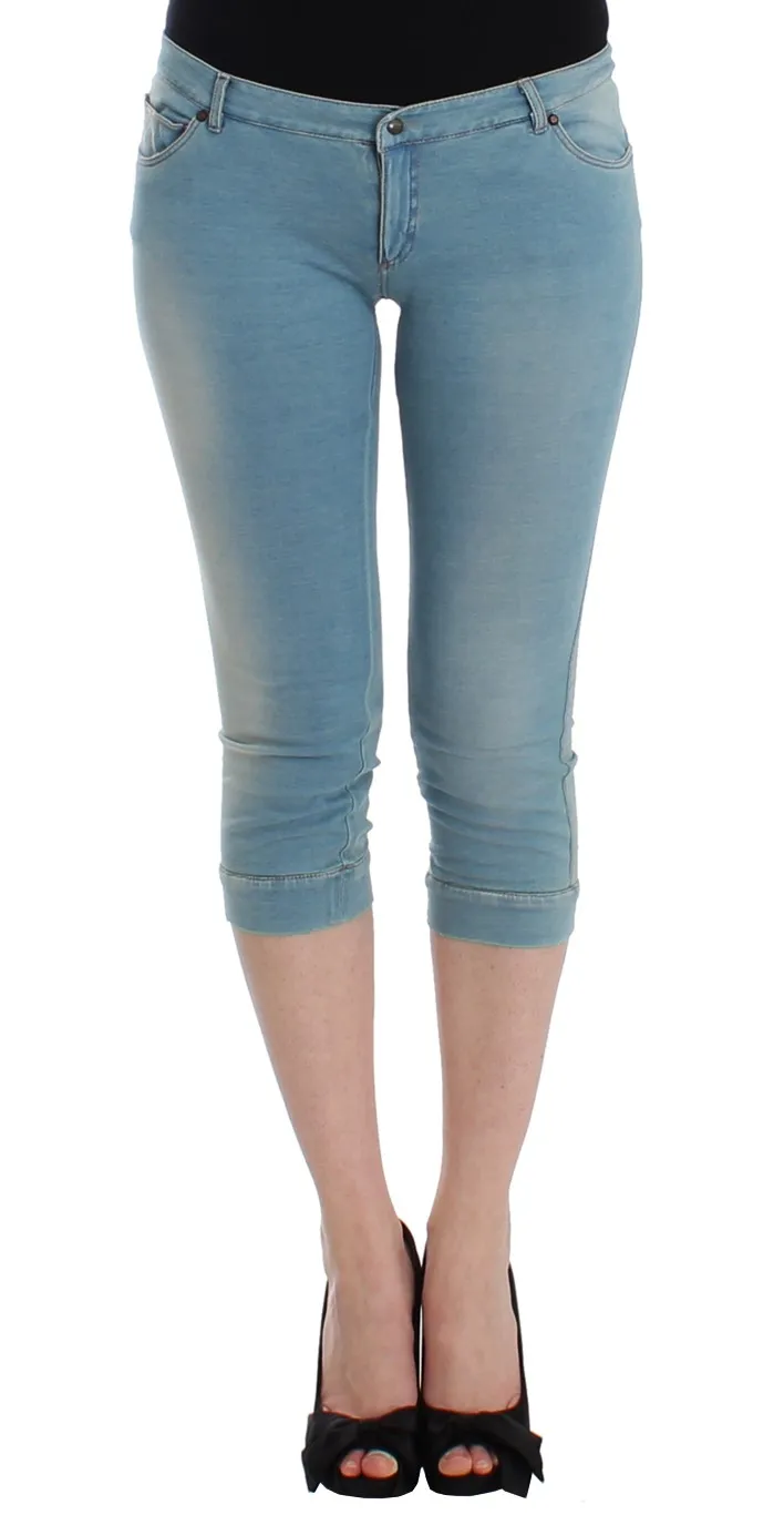 Ermanno Scervino Women's Elegant Light Blue Capri Jeans