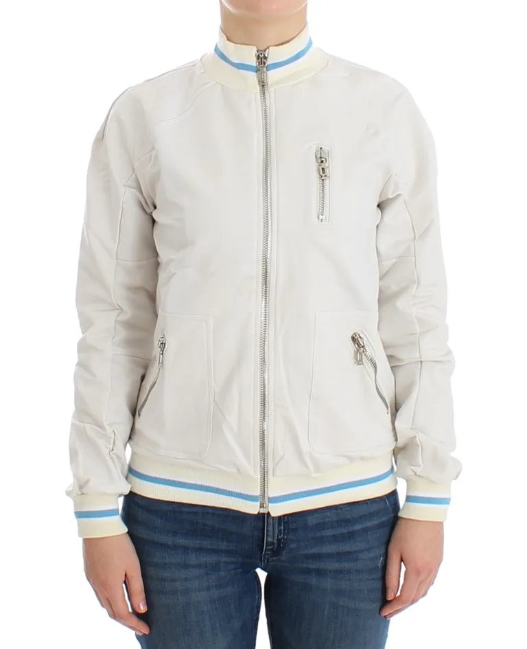 John Galliano Women's Elegant White Zip Cardigan