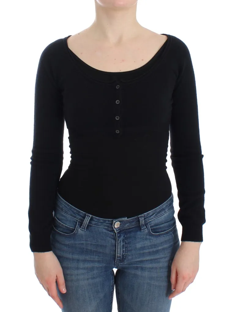 Ermanno Scervino Women's Chic Cropped Black Wool-Cashmere Sweater