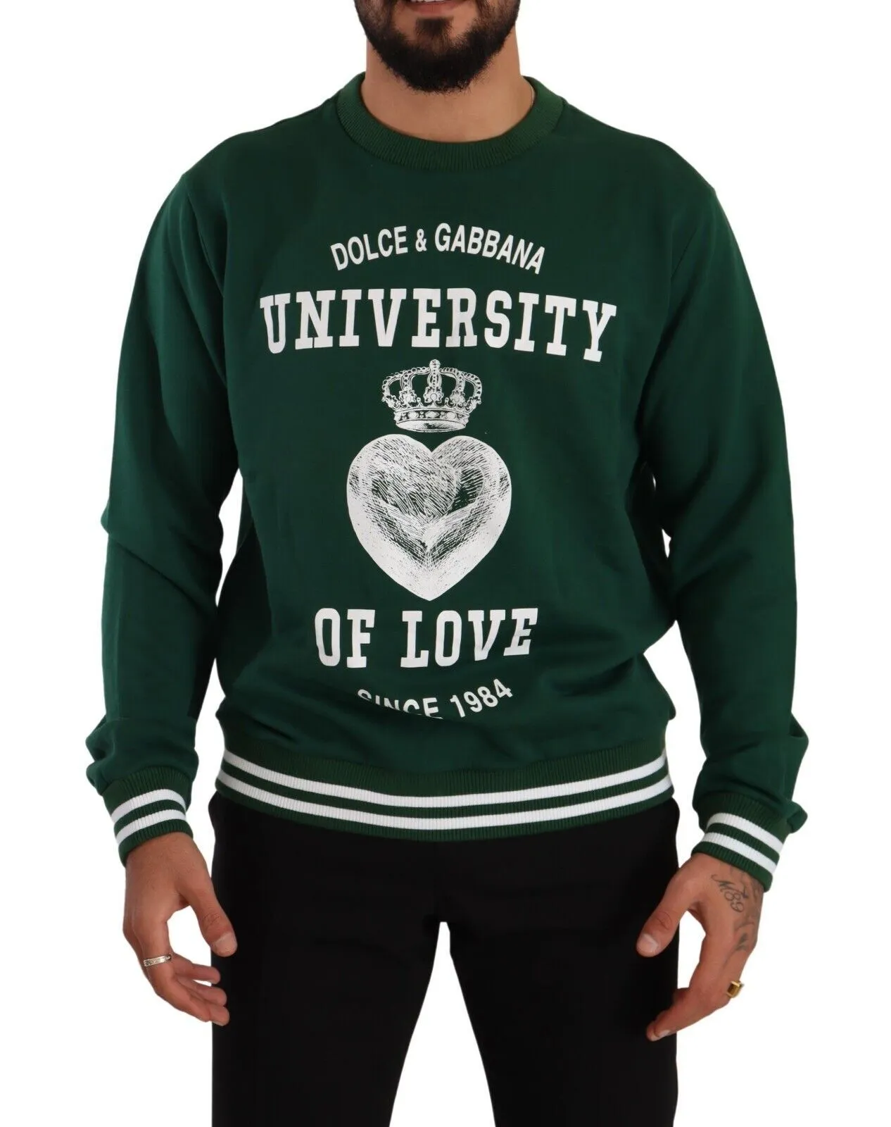 Dolce & Gabbana Men's Elegant Green Cotton Pullover