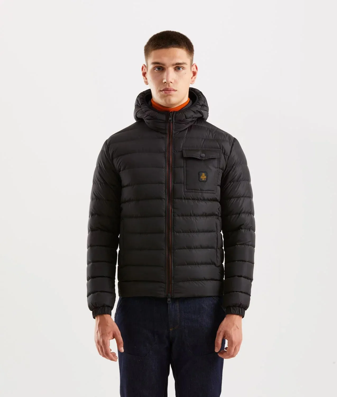 Refrigiwear Men's Sleek Hooded Down Jacket with Pockets