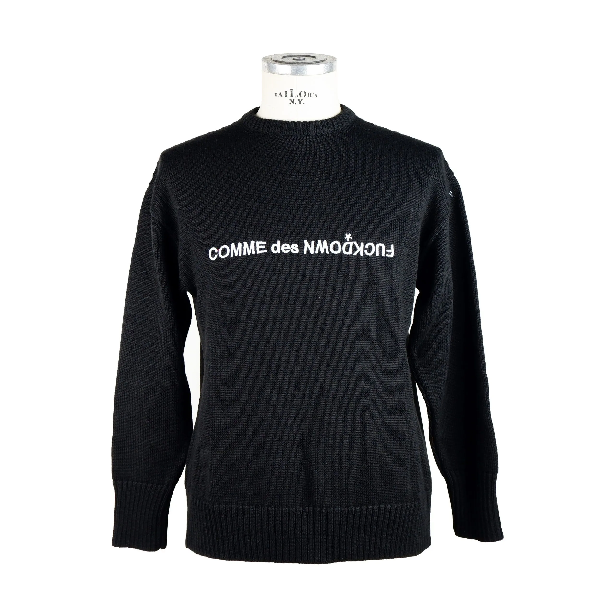Comme Des Fuckdown Men's Elevated Wool Blend Logo Sweater - Black