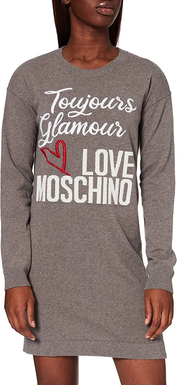 Love Moschino Women's Chic Wool-Blend Logo Dress in Gray