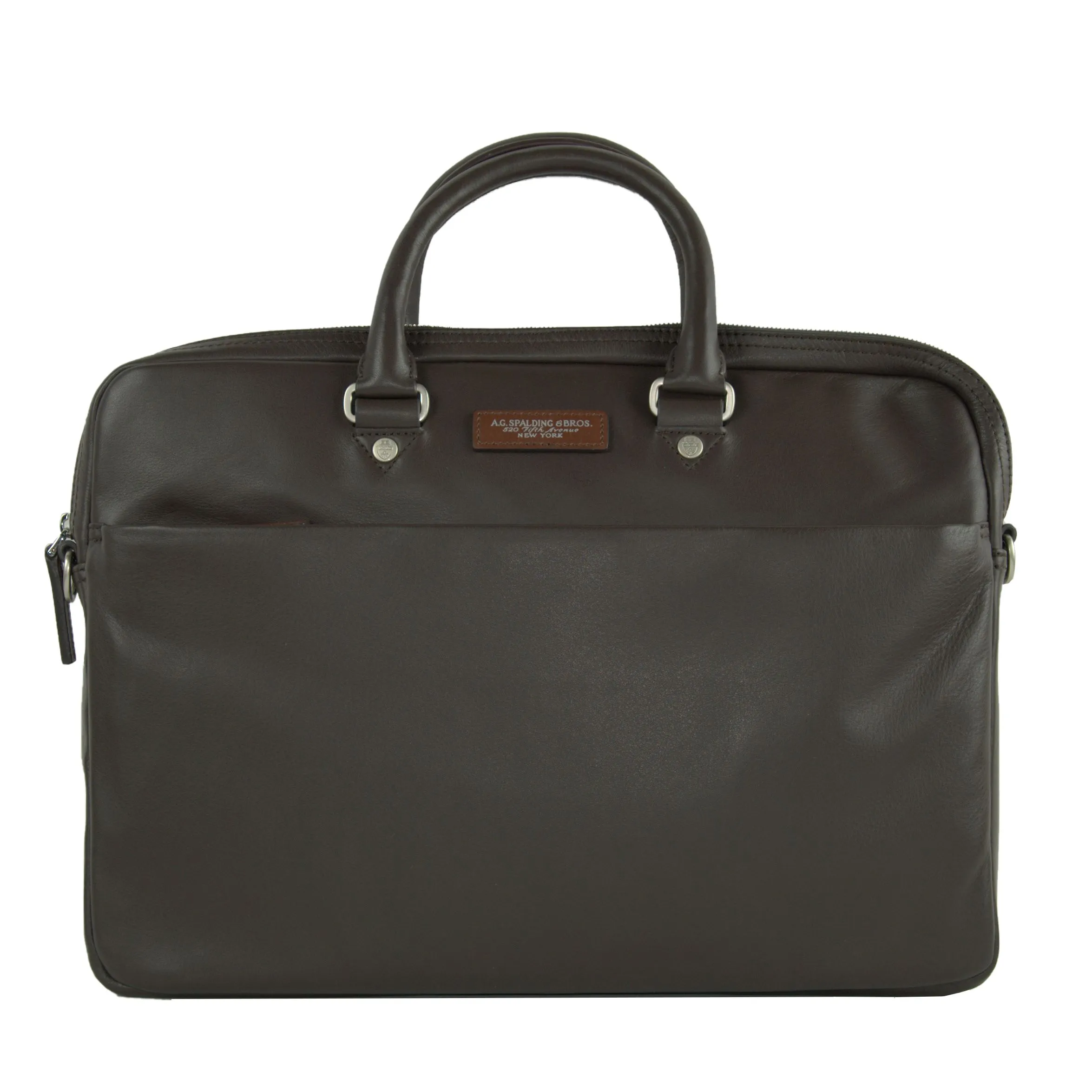A.G. Spalding & Bros Men's Refined Bovine Leather Briefcase - Manhattan Zipper