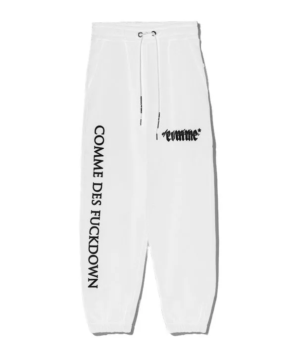 Comme Des Fuckdown Women's Elevated Streetwear White Cotton Sweatpants