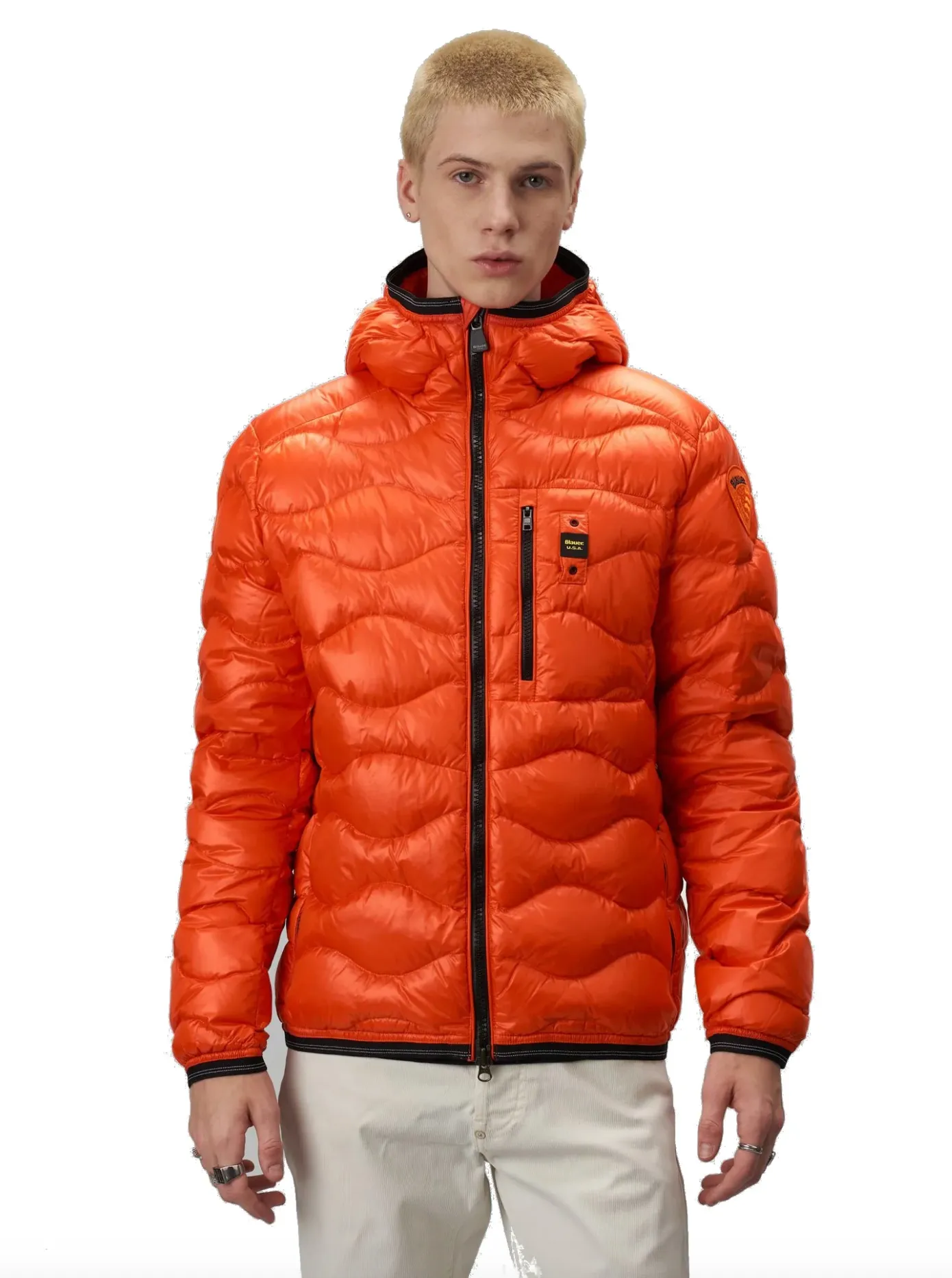 Blauer Orange Nylon Men Jacket