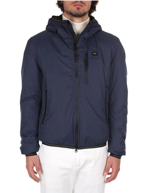Blauer Men's Sleek Nylon Hooded Jacket with Eco-Fur Detail