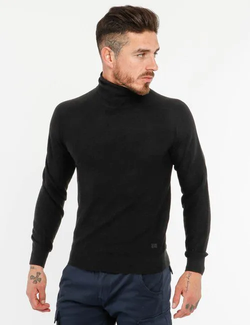 Yes Zee Men's Chic High-Collar Black Sweater