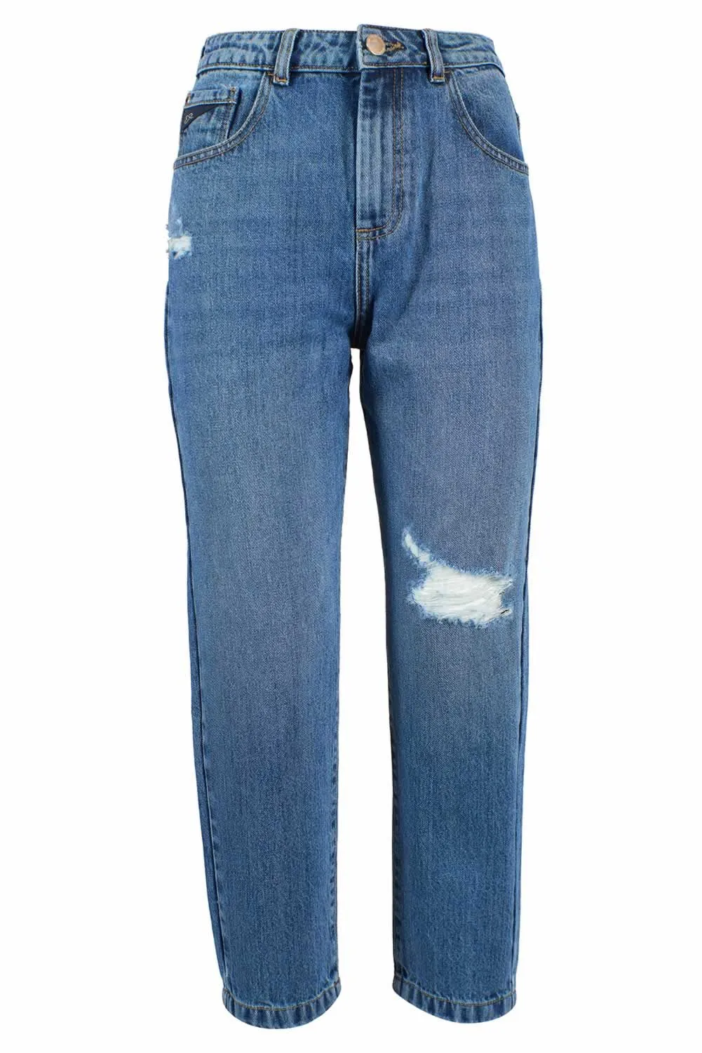Yes Zee Women's Blue Cotton Women's High-Waisted Jean
