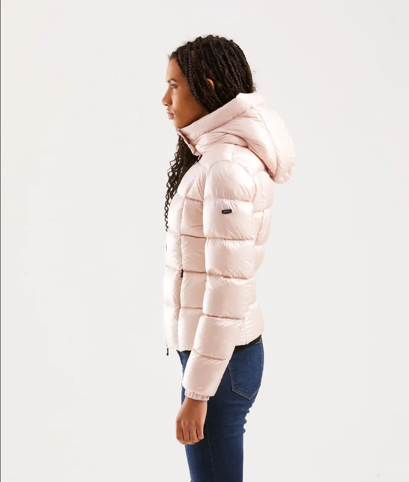 Refrigiwear Women's Chic Short Quilted Down Jacket with Maxi Hood