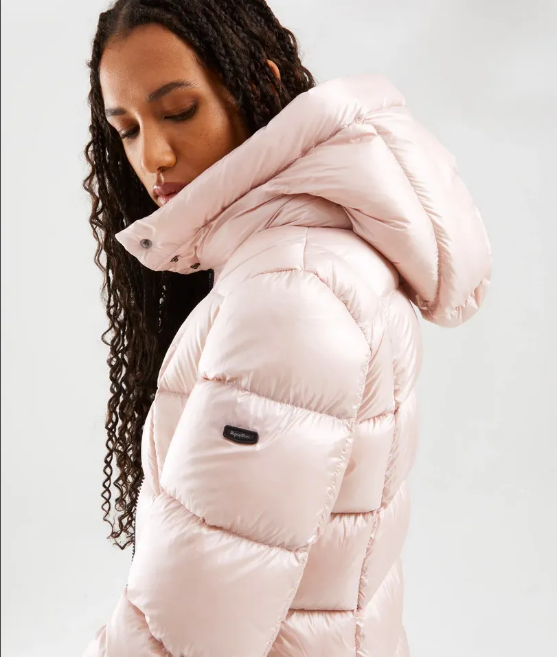 Refrigiwear Women's Chic Short Quilted Down Jacket with Maxi Hood