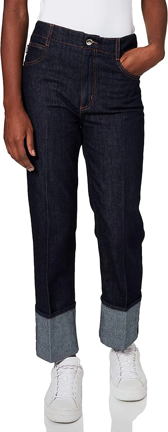 Love Moschino Women's Chic Cotton Denim Jeans with Fleece Accent