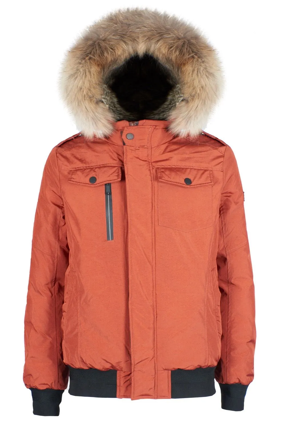 Yes Zee Men's Vibrant Orange Hooded Men's Nylon Jacket