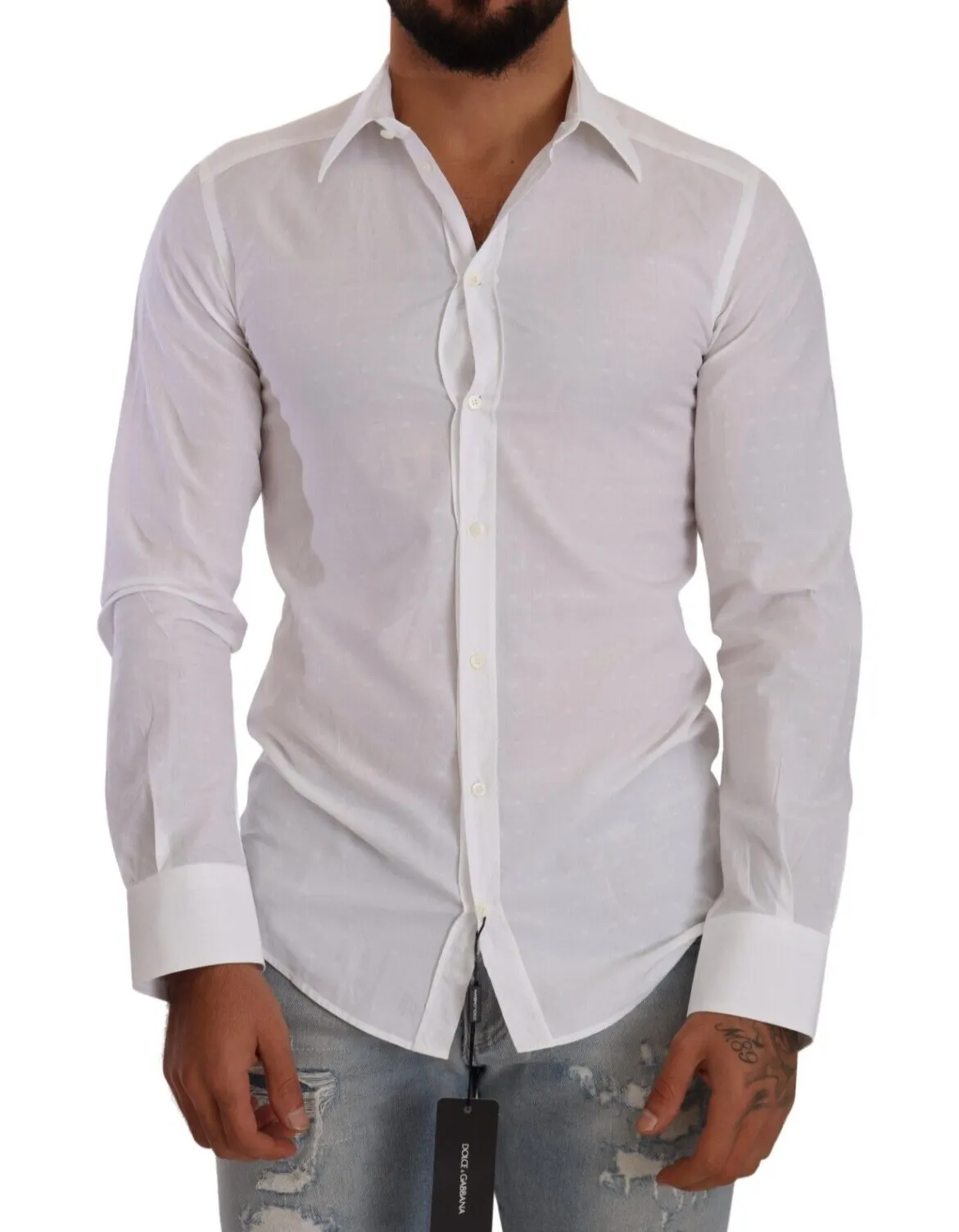 Dolce & Gabbana Men's Elegant White Cotton Poplin Dress Shirt