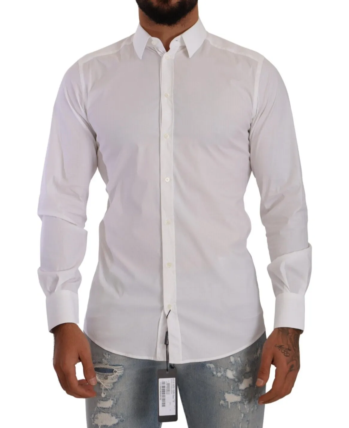 Dolce & Gabbana Men's Elegant White Slim Fit Cotton Dress Shirt