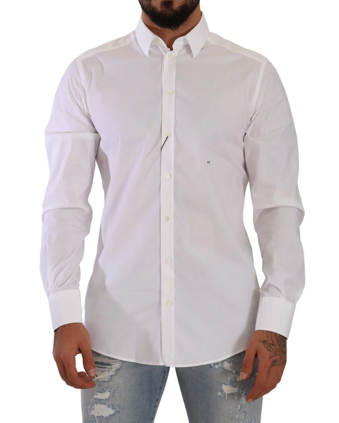 Dolce & Gabbana Men's Elegant Slim Fit White Dress Shirt