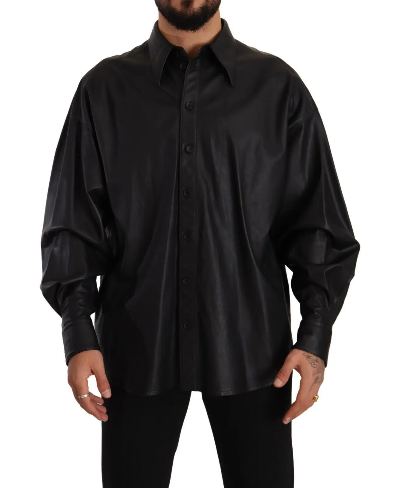 Dolce & Gabbana Men's Elegant Black Leather Jacket