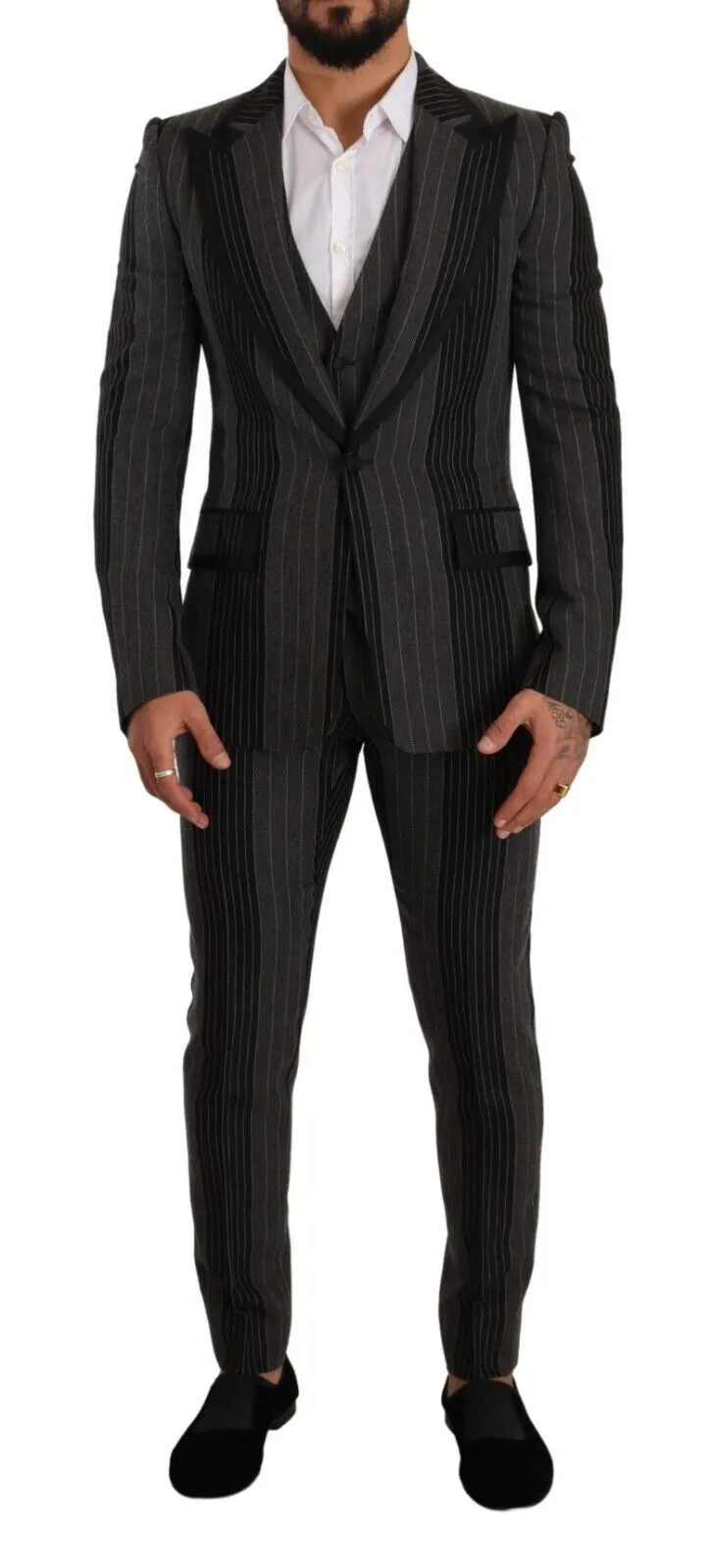 Dolce & Gabbana Men's Elegant Striped Three-Piece Suit