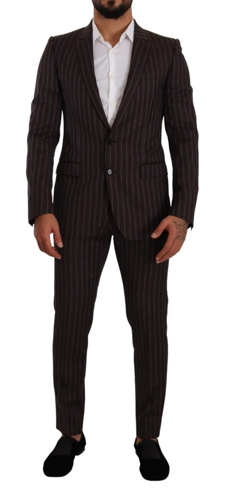 Dolce & Gabbana Men's Elegant Maroon Striped Slim Fit Suit