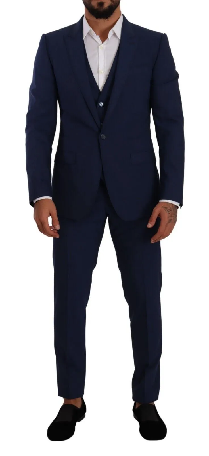 Dolce & Gabbana Men's Elegant Slim Fit Wool Blend Three Piece Suit