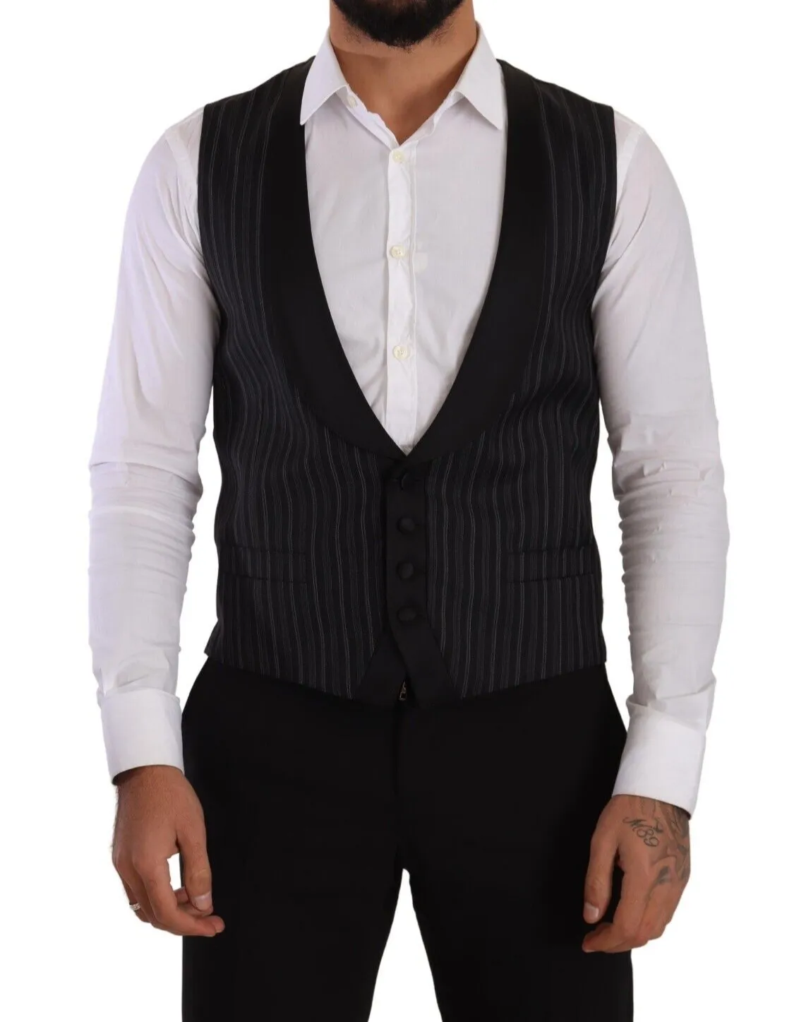 Dolce & Gabbana Men's Elegant Striped Formal Dress Vest