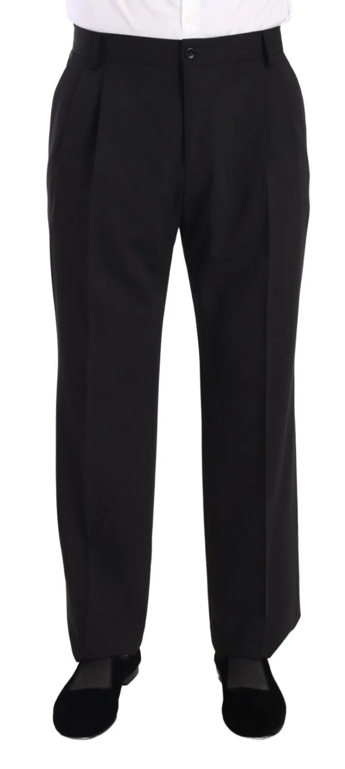 Dolce & Gabbana Men's Elegant Black Wool Tuxedo Trousers