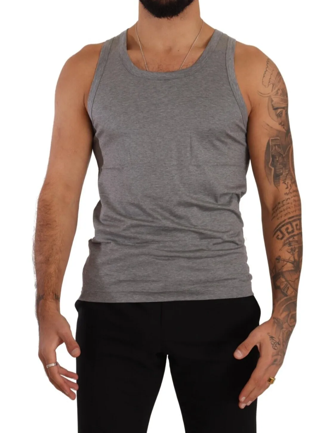 Dolce & Gabbana Men's Elegant Melange Grey Tank Top T-Shirt