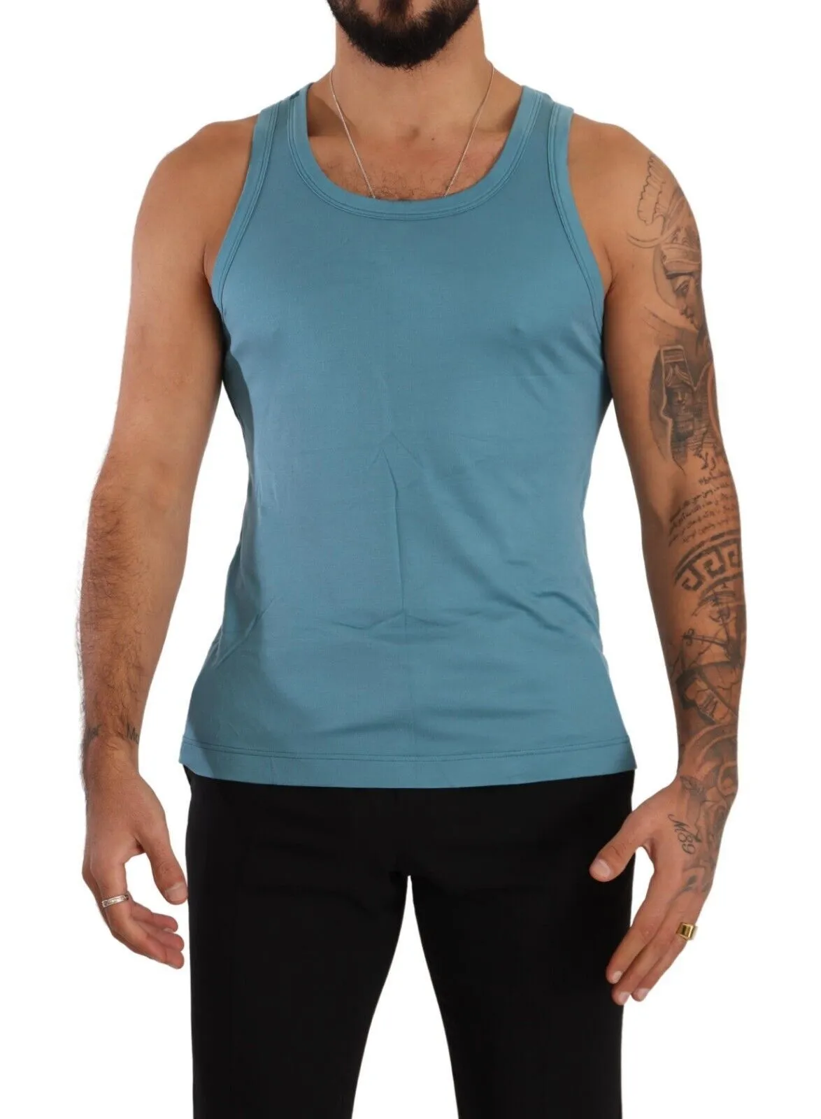 Dolce & Gabbana Men's Elegant Light Blue Silk Blend Tank Top