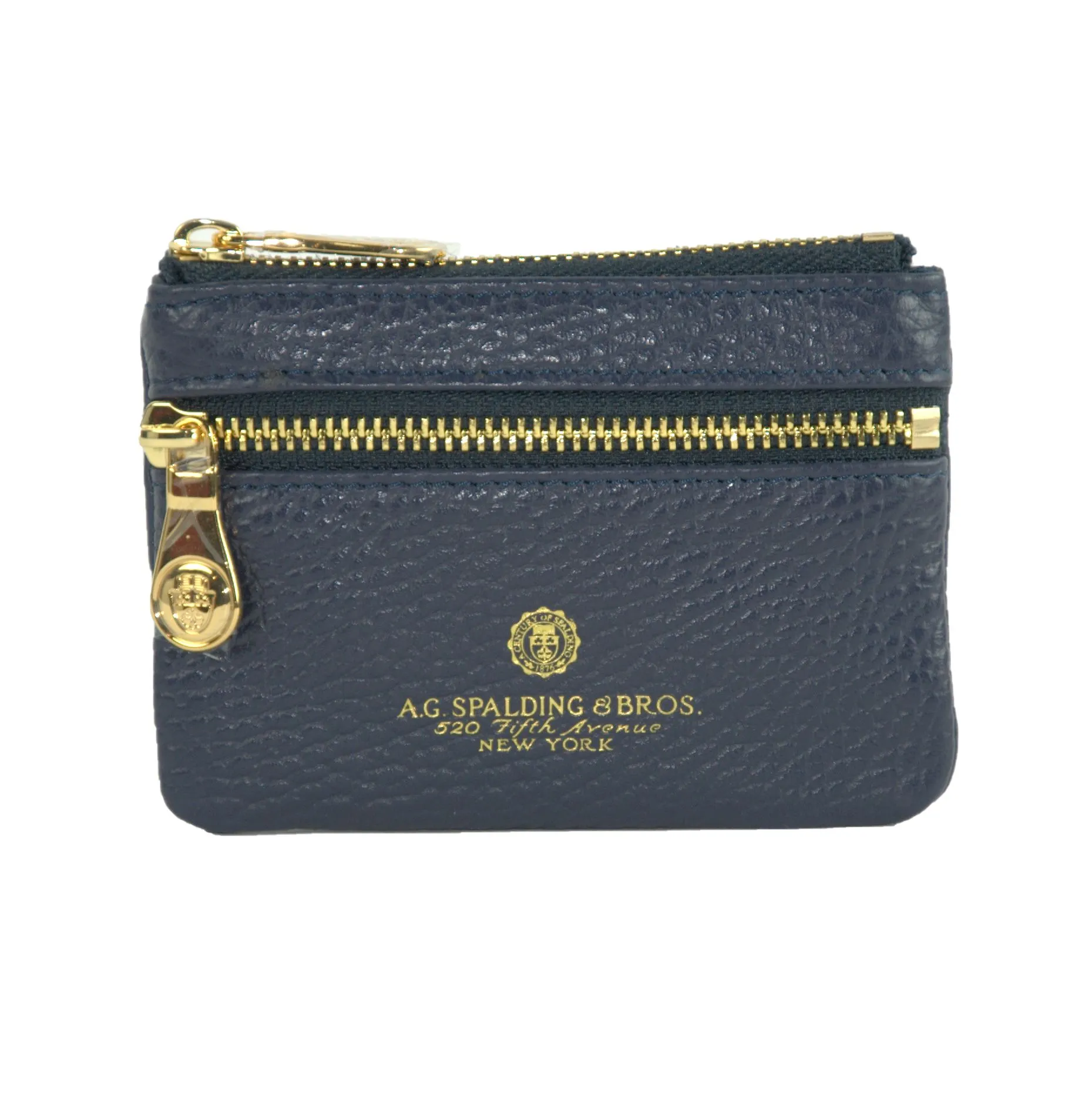Elegant Navy Blue Leather Keychain Zip