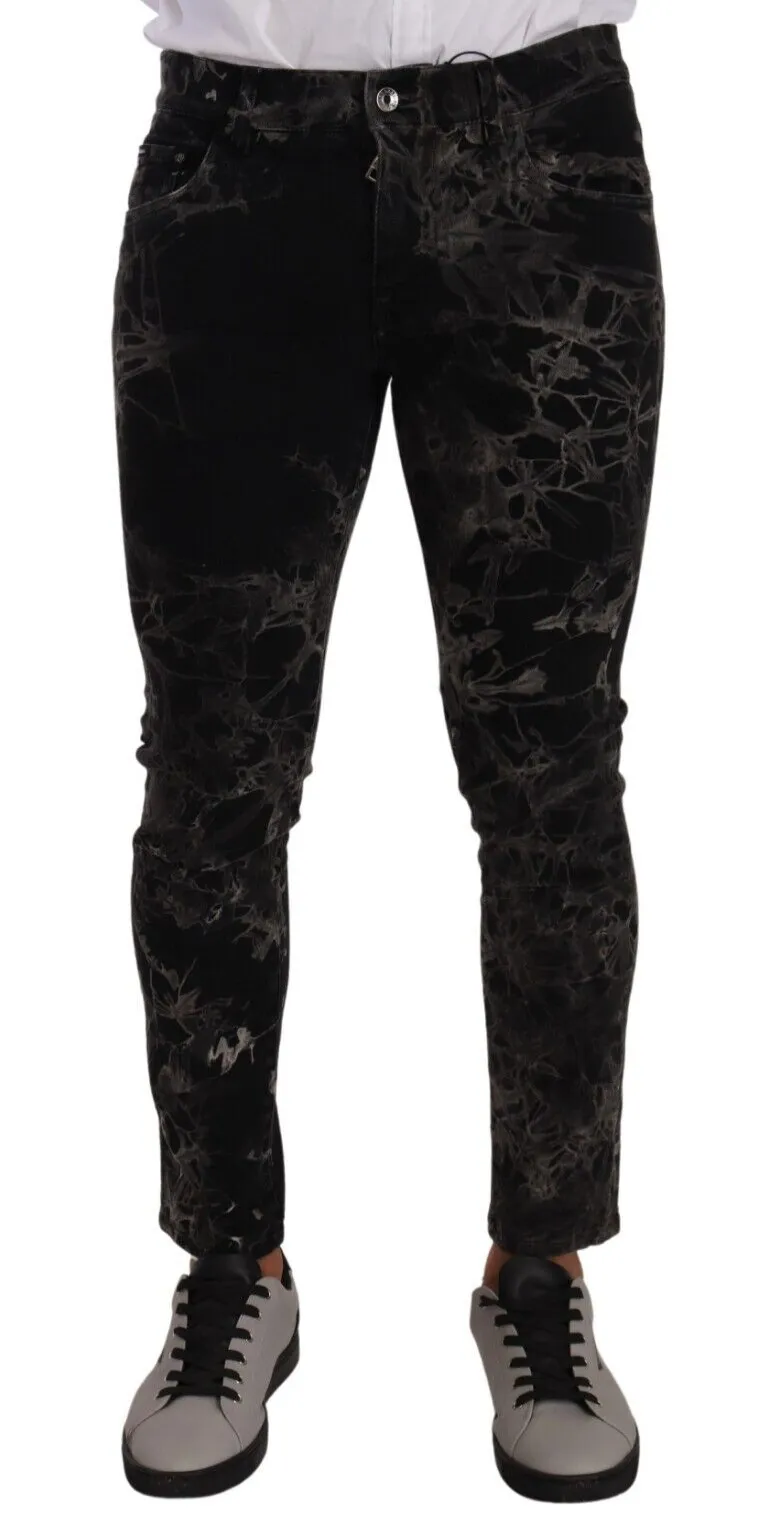 Dolce & Gabbana Men's Slim Fit Patterned Skinny Jeans