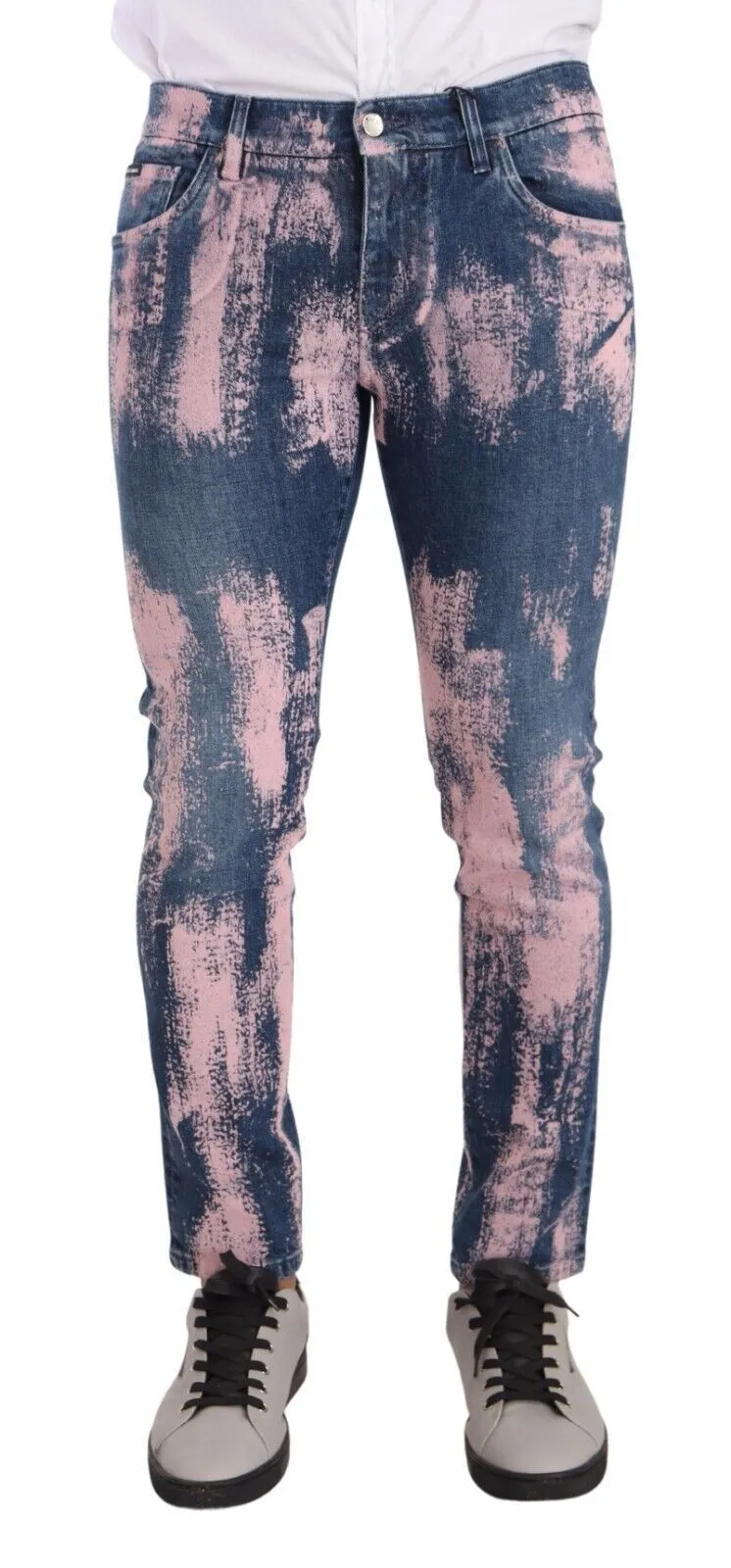 Dolce & Gabbana Men's Elegant Skinny Slim Fit Denim Jeans in Tie Dye