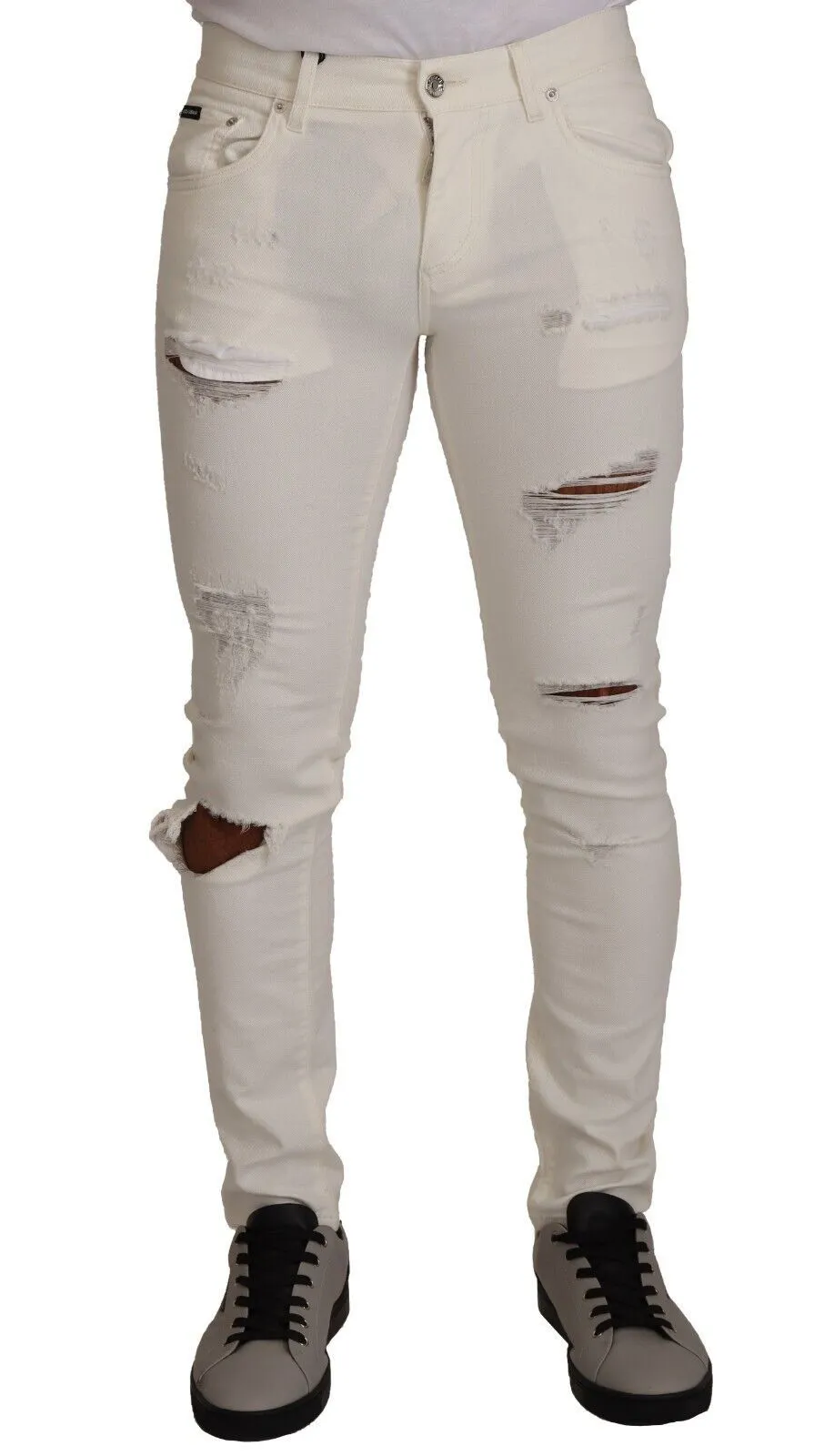 Dolce & Gabbana Men's Elegant White Skinny Denim Jeans